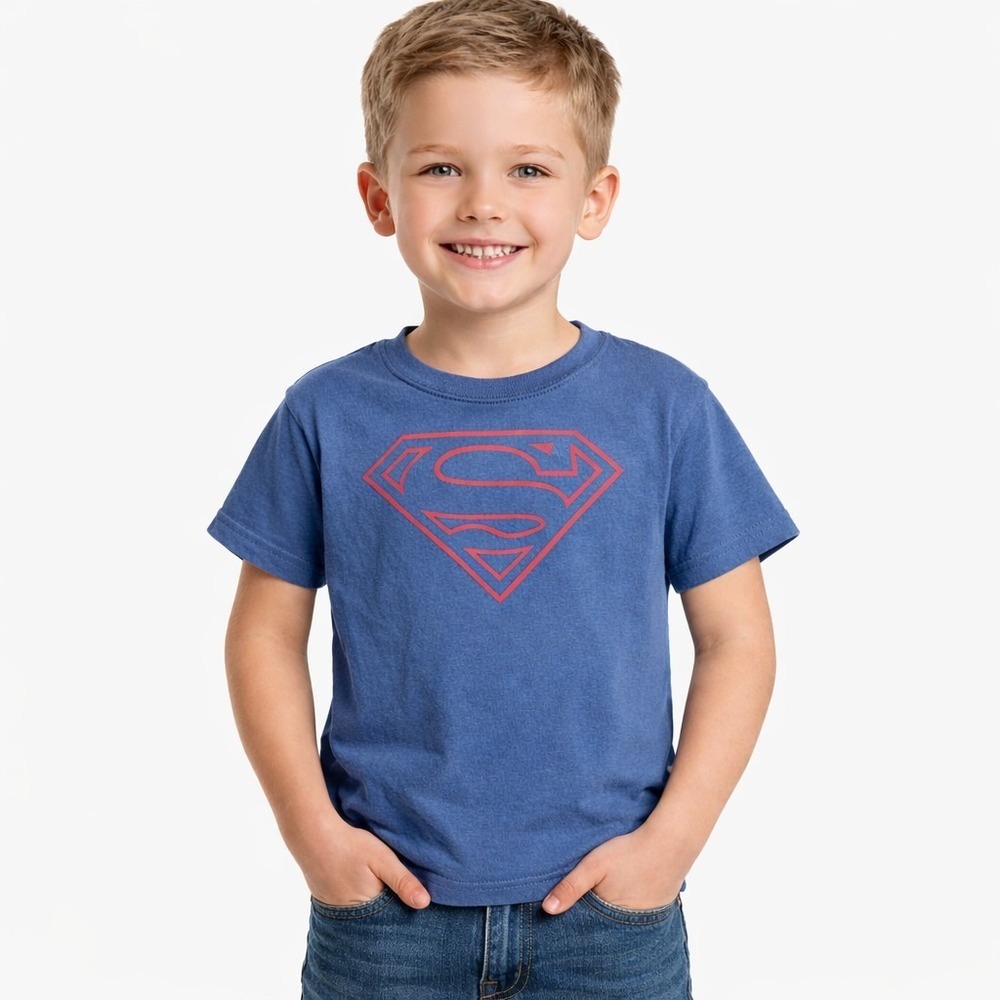 GAP Kids S Superman T-Shirt Boys Blue Graphic Logo Tee DC Comics Cotton